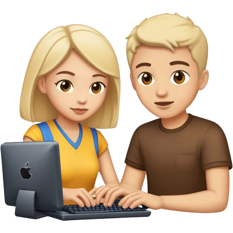 two people play the game on computer emoji