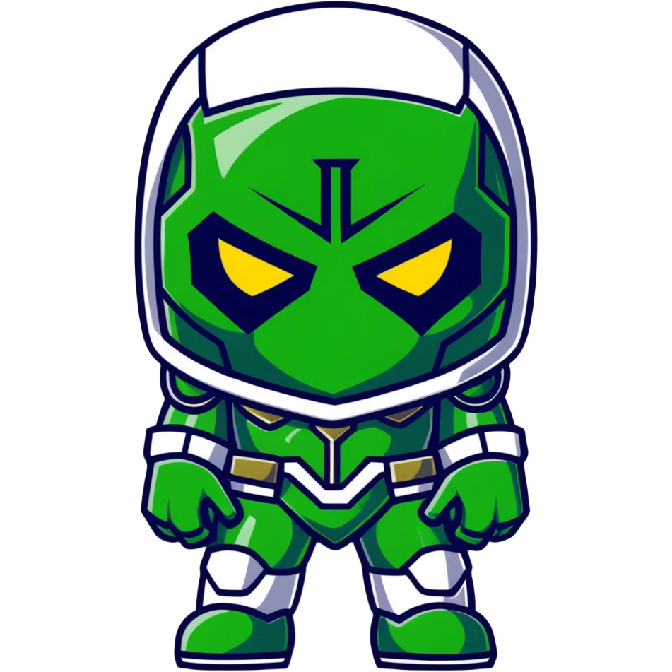 Doctor Doom standing tall with bright green eyes behind metal mask emoji