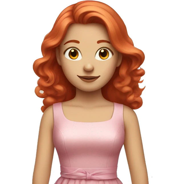 "A beautiful girl with red hair, fair skin, and wearing a pink dress." emoji