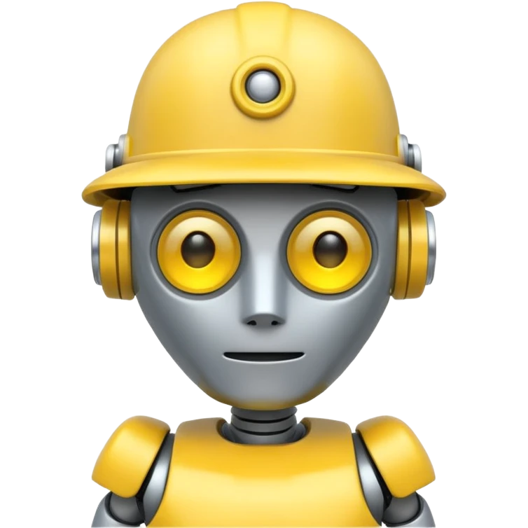 grey robot with yellow hat emoji