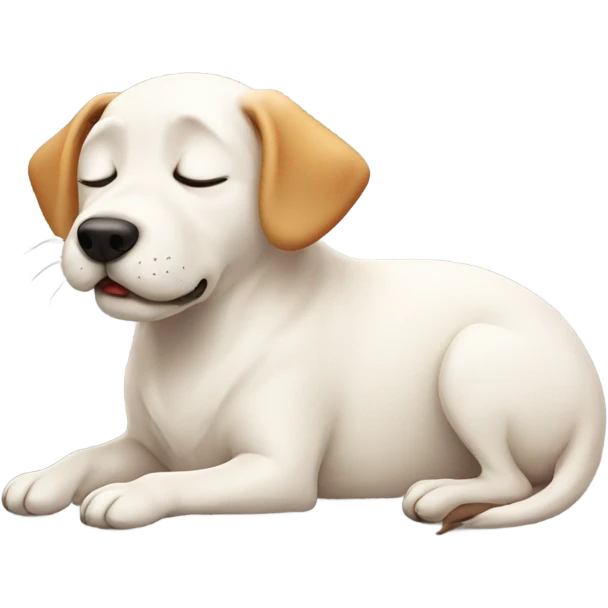 Cute dog lying but sleeping ant is white emoji
