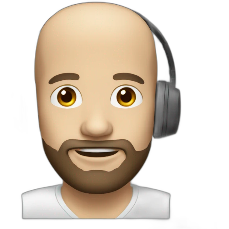 bald man with beard with headset emoji