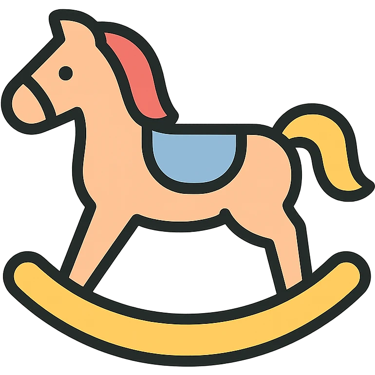 rocking horse, color icon style, modern and flat, soft color palette emoji