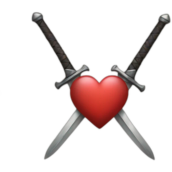 Two cross swords with 2 hearts around  emoji