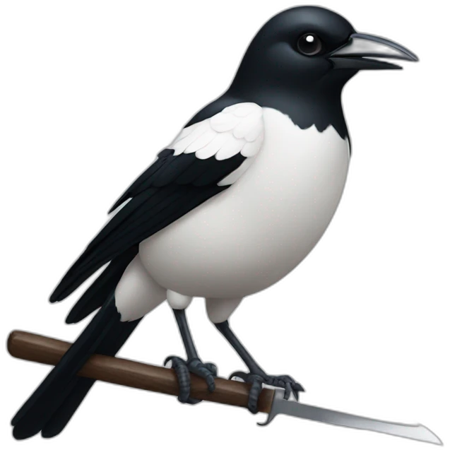 magpie holding a knife emoji