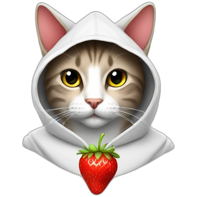 cat with a hood of Strawberry emoji