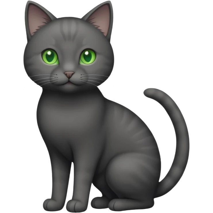 full body solid dark grey cat with green eyes and white paws and white whiskers emoji