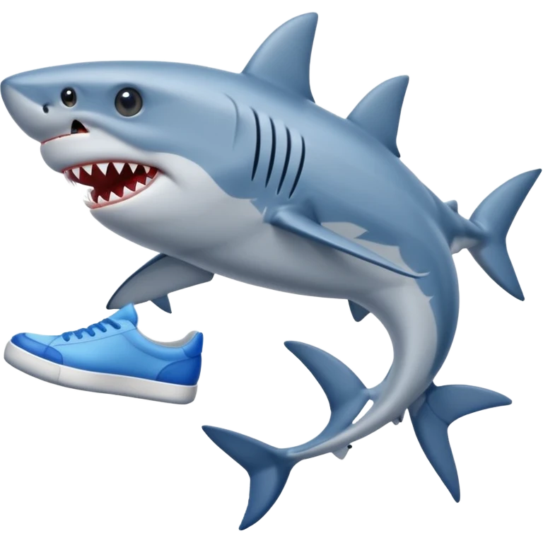 Shark with 4 legs and blue shoes on each emoji