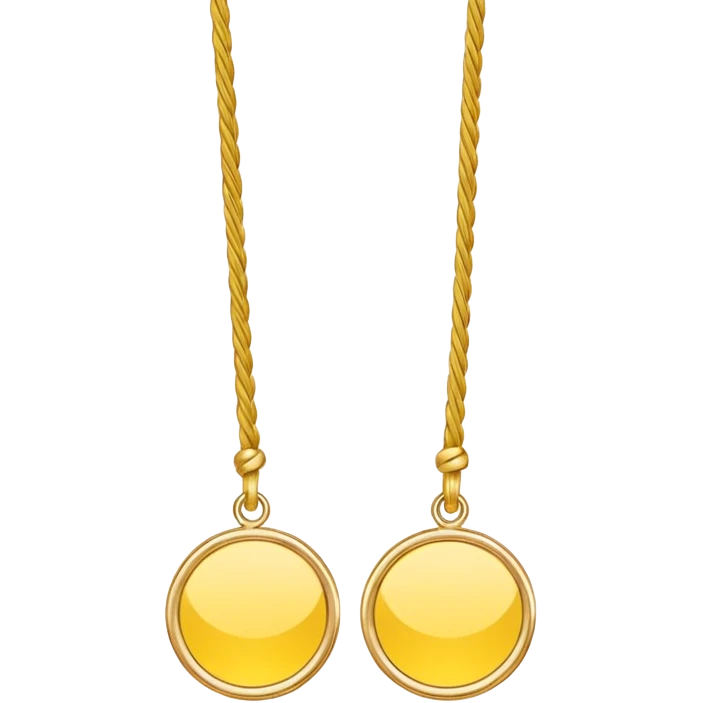 A simple yellow thread with two small gold circular pendants. Minimal line art style, clean and elegant. emoji
