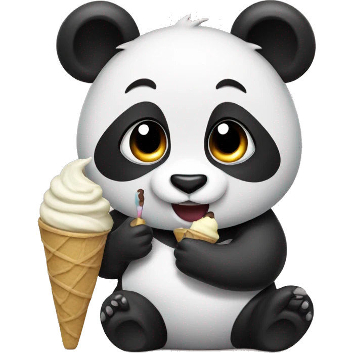 Panda eating ice cream emoji