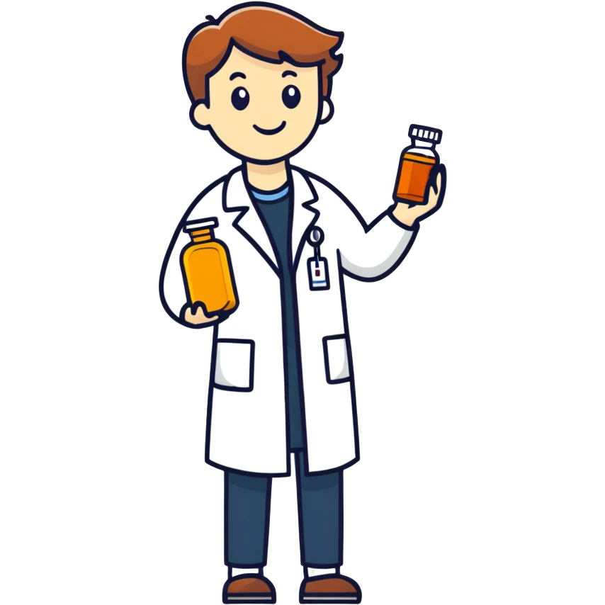 Pharmacist holding an amber pill bottle emoji