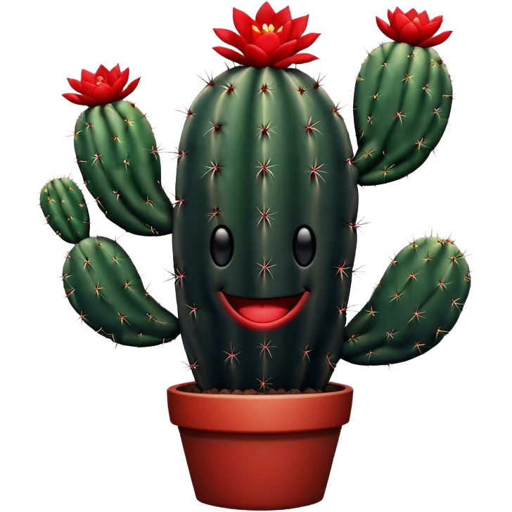 червоно-чорний кактус сильно сміється emoji