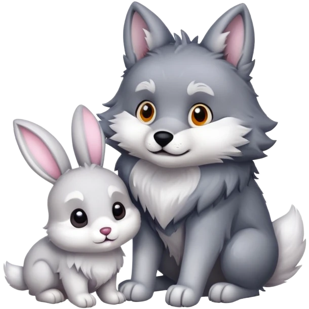 Wolf and bunny emoji