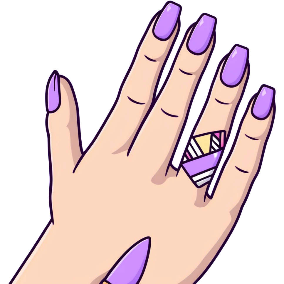 lilac pastel manicure with nail art designs emoji