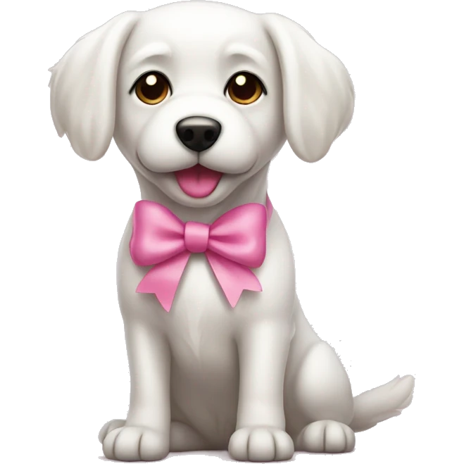 white dog with pink bow  emoji