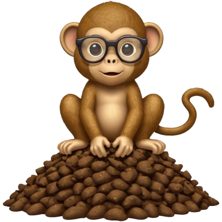 poo riding a monkey with poo shaped glasses emoji