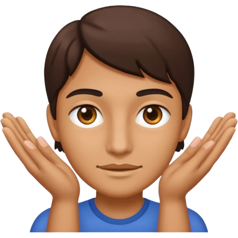 Tête qui a 2 mains l’une qui tient un 6 l’autre un 7 emoji