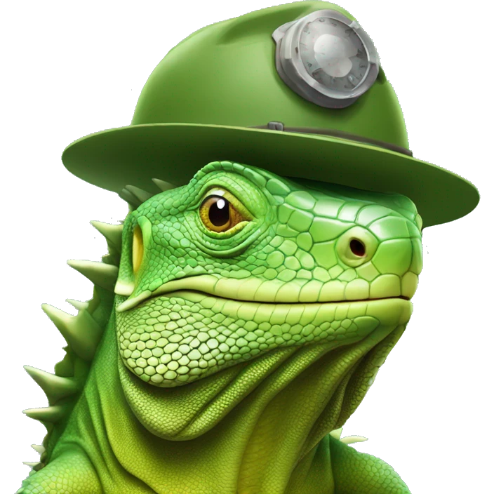 iguana enojada con casco militar emoji