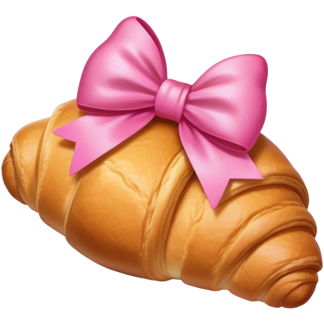 croissant with a pink bow emoji