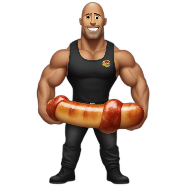 the rock holding a saussage emoji