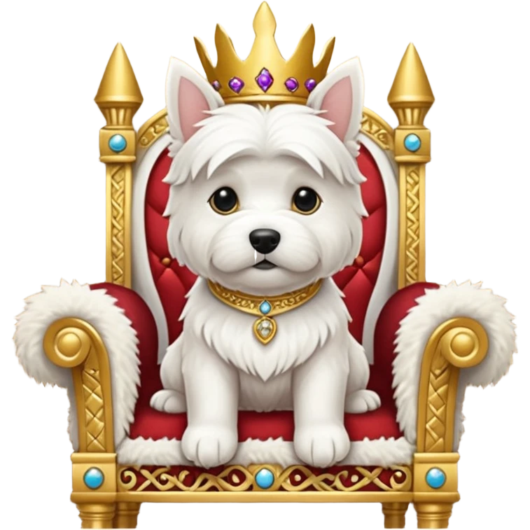 a cute west highland terrier sitting on a throne emoji