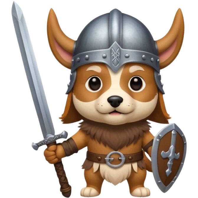 dog with viking helmet and sword emoji