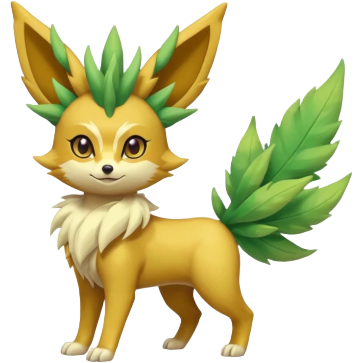 Fennekin-Amaura-Leafeon-Fakémon-Digimon-fusion (full body) emoji