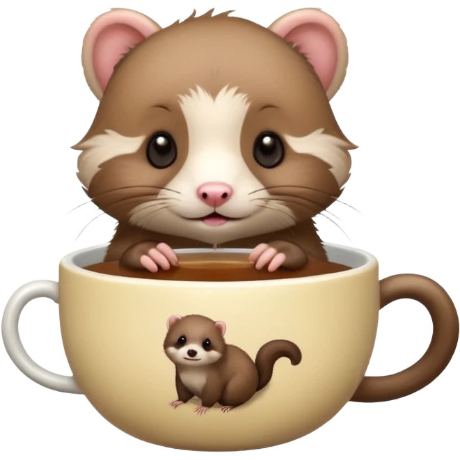 brown ferret in a cup of tea  emoji