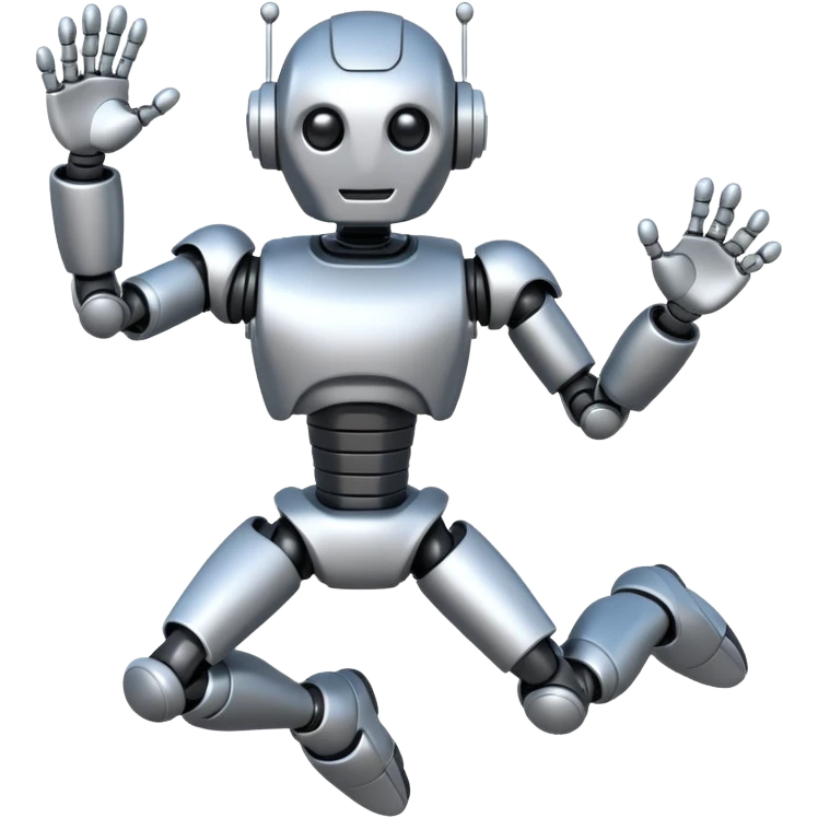 silver robot jumping emoji