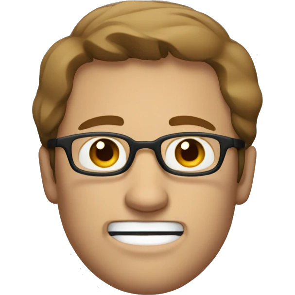white man with glasses and brown hair squinting his eyes emoji