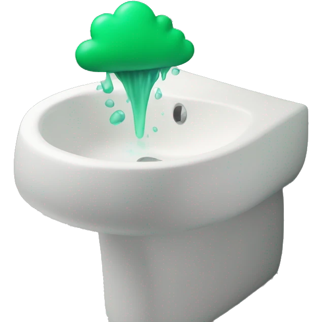 A bathroom sink with a green cloud coming out of it emoji