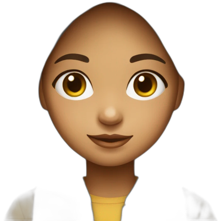 Niña pelo largo marrón con sudadera gris emoji
