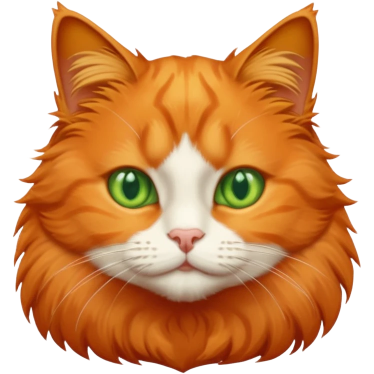 orange puffy cat with green eyes emoji
