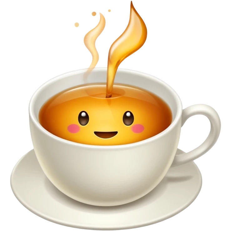 Une tasse de thé chaude avec le sachet de thé qui infuse. emoji