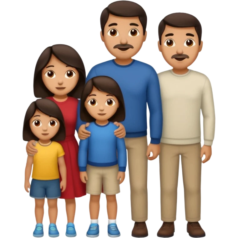 Hispanic family of five: mom, dad, two young boys, one young girl, all with medium skin and dark brown hair emoji