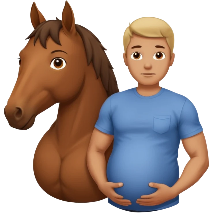 pregnant man  with horse emoji
