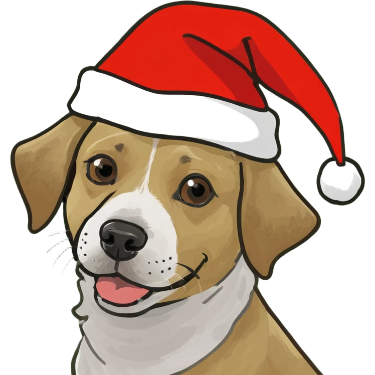Cute dog with Christmas hat emoji