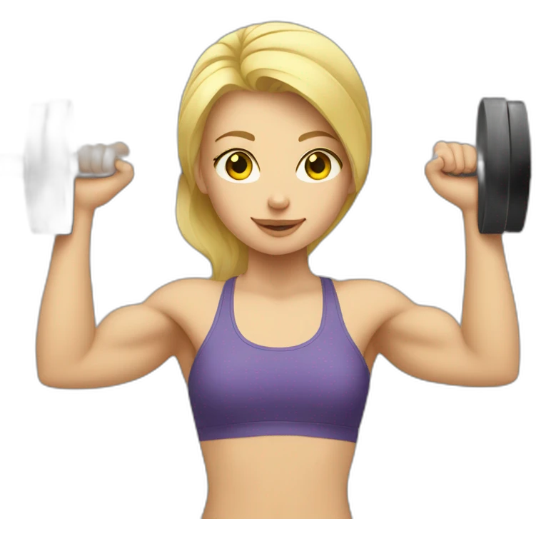 blonde Girl who is weight lifting emoji
