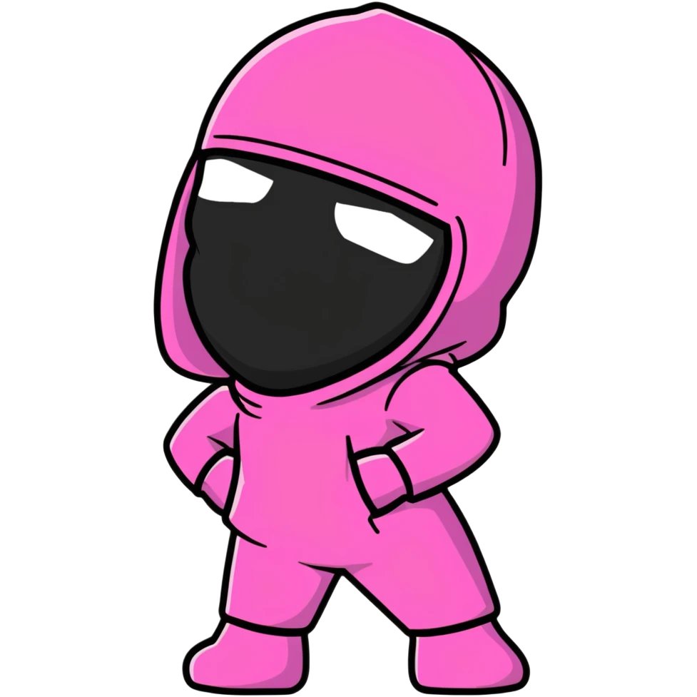 sassy female hustler in pink balaclava, entrepreneurial woman, confident pose emoji