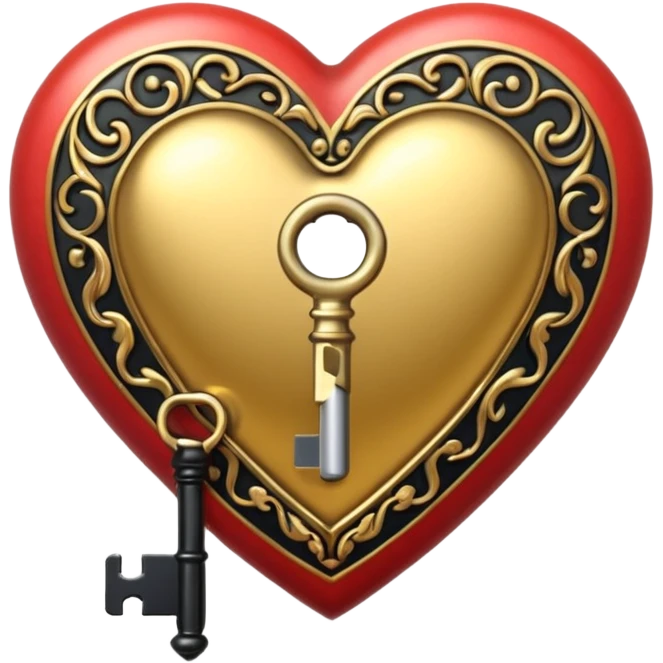 heart with black and gold key emoji