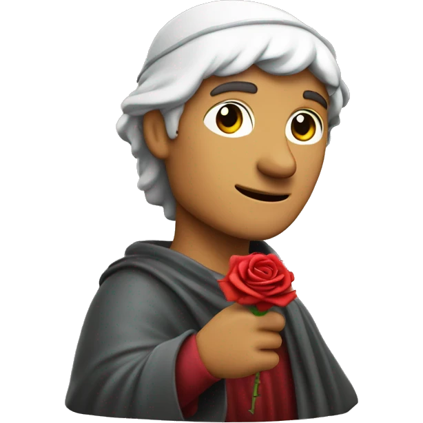 Dante Alighieri holding a rose in his hand emoji