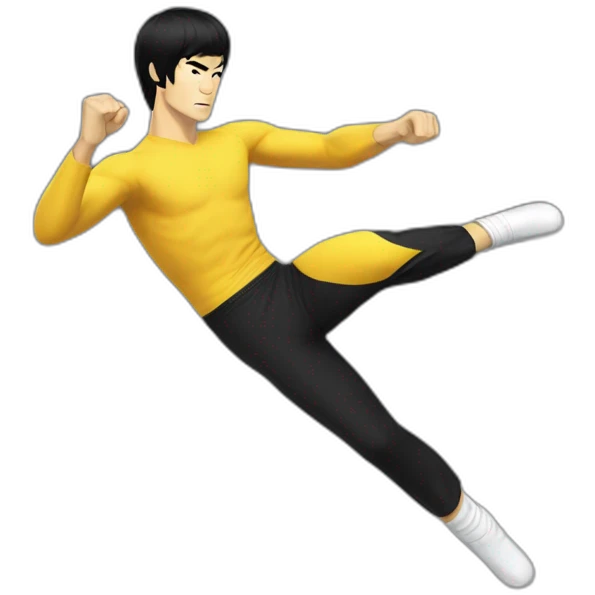 bruce lee half side-kick with one foot lifted emoji