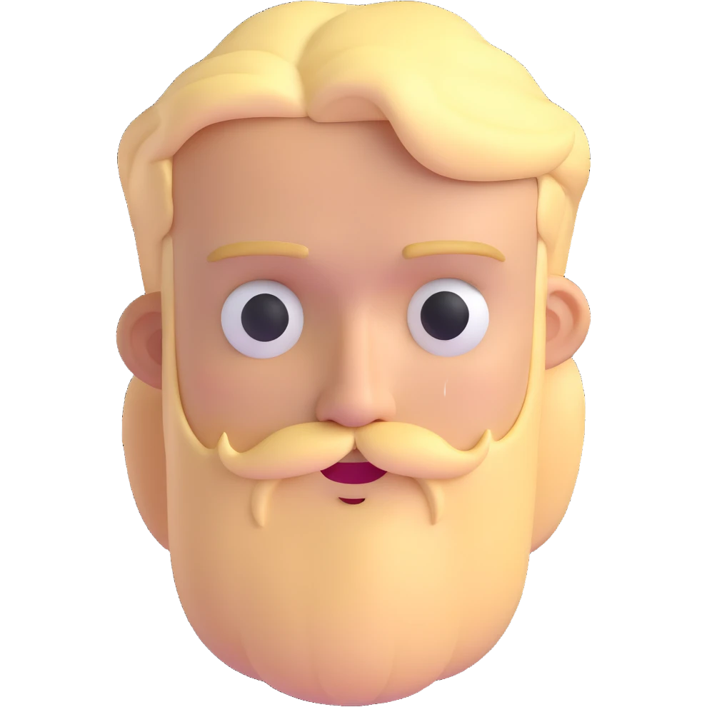 blond man with beard and eyes squinting emoji