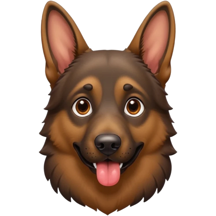 cartoon style dark German Shepherd dog with its tongue hanging out long emoji