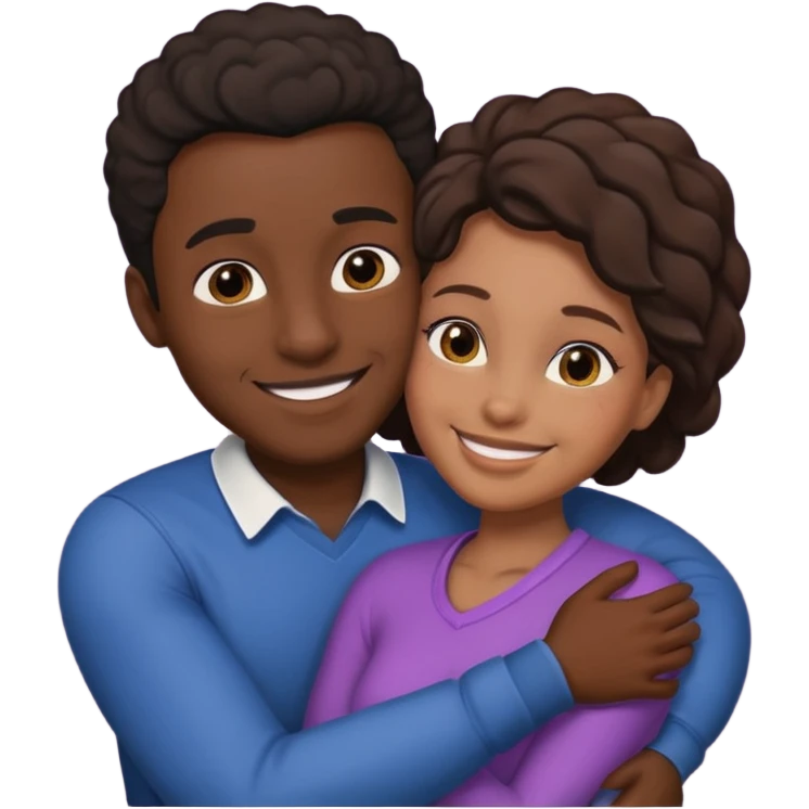 black male and female hugging emoji