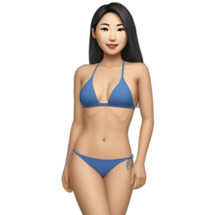 Sexy soft-fit asian woman bikini (beach body) bed emoji