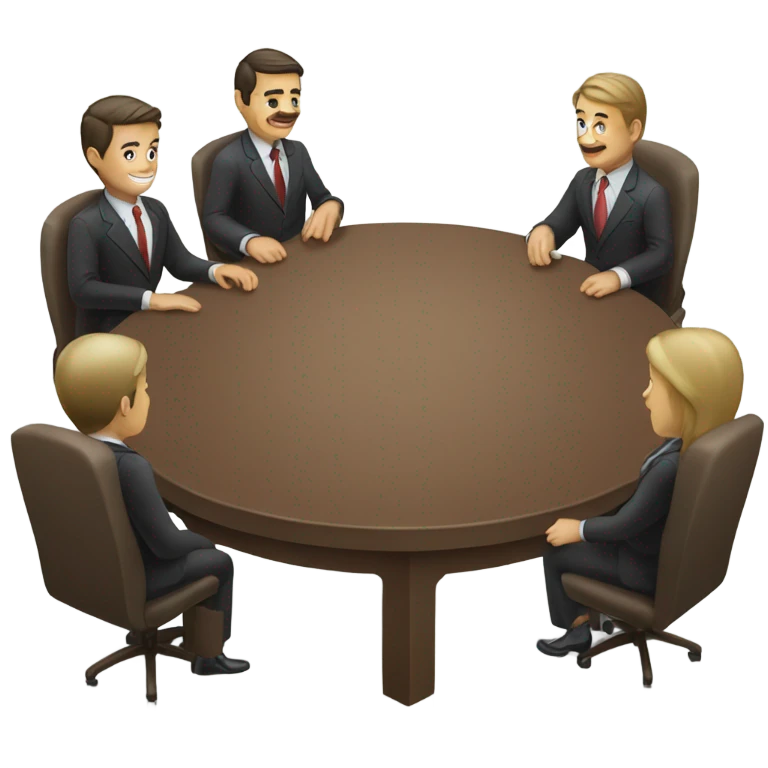 business people sitting at a table, slight perspective  emoji