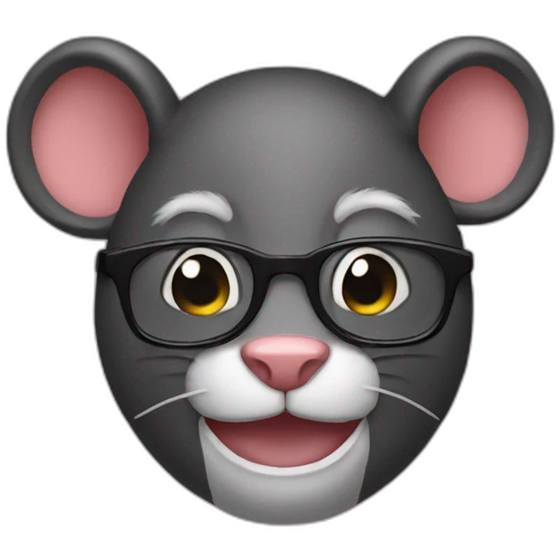 stupied nerd face dark rat emoji
