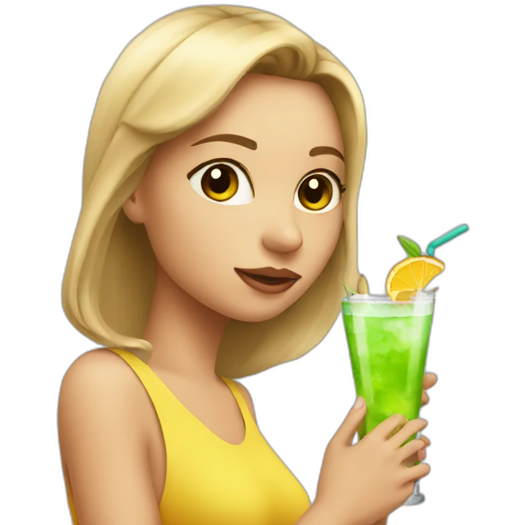 girl drinks cocktail by aerobic emoji