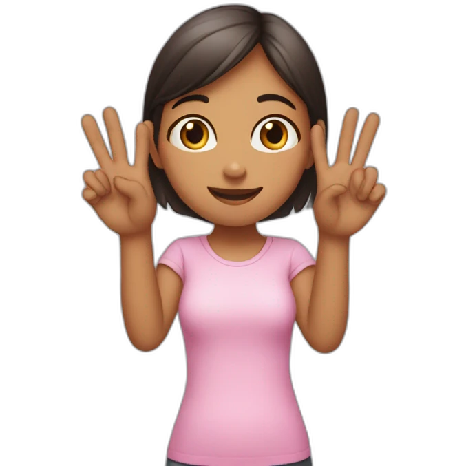 girl showing THREE out of five fingers up on her ONE hand emoji